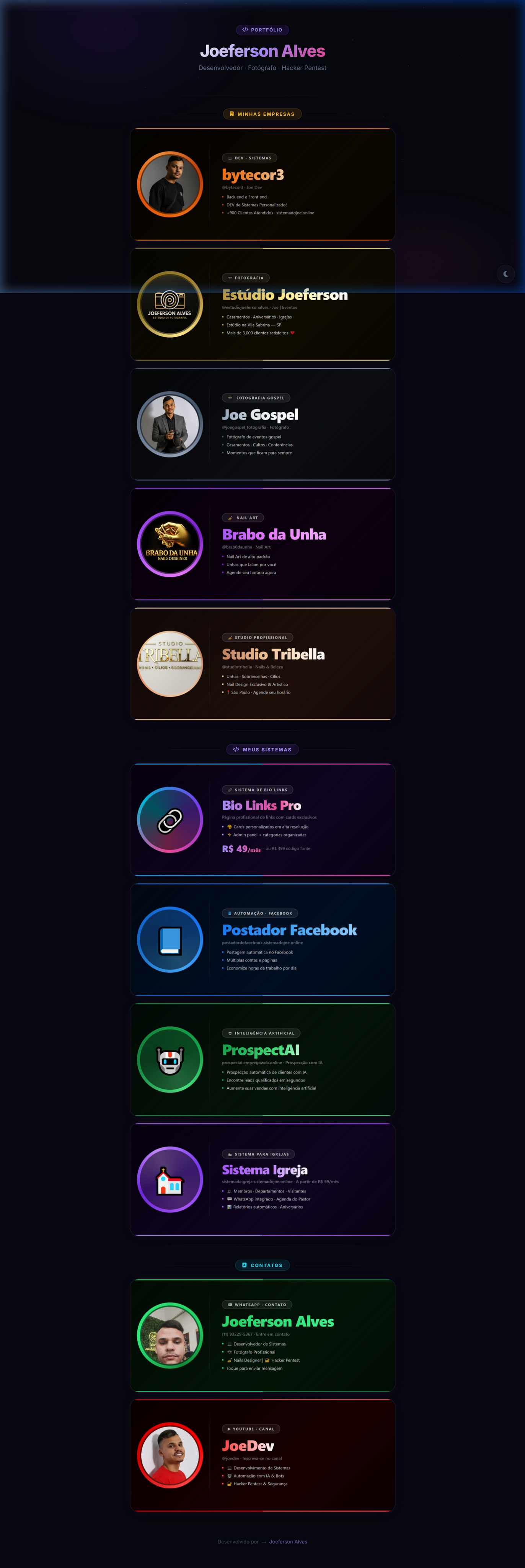 Preview da Bio Link ao vivo — portfoliojoe.online